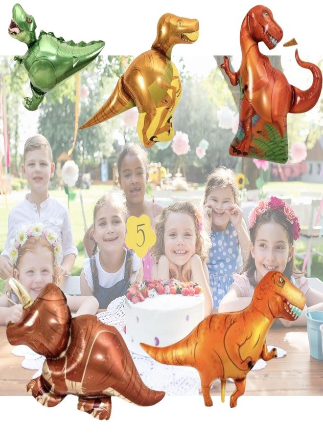 FI - FLICK IN 22 pcs Happy Birthday Dinosaur Theme Decoration Set Dino Figure Cutouts Props Cake Topper Jungle Safari Party, Jurassic Theme Dinosaur Party Decorations Supplies (Pack of 22, Multicolor) - Image 4